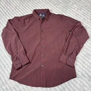 Rugby University Shirt Men Sz M‎ Red & Black Gingham Check Long Sleeve Button Up